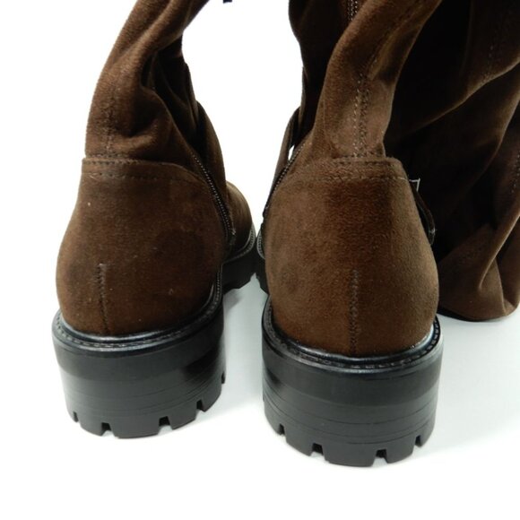 Marc Fisher Ganven Lug Sole Over The Knee OTK Moto Boots Size 9 Dark Brown NEW - Picture 10 of 13